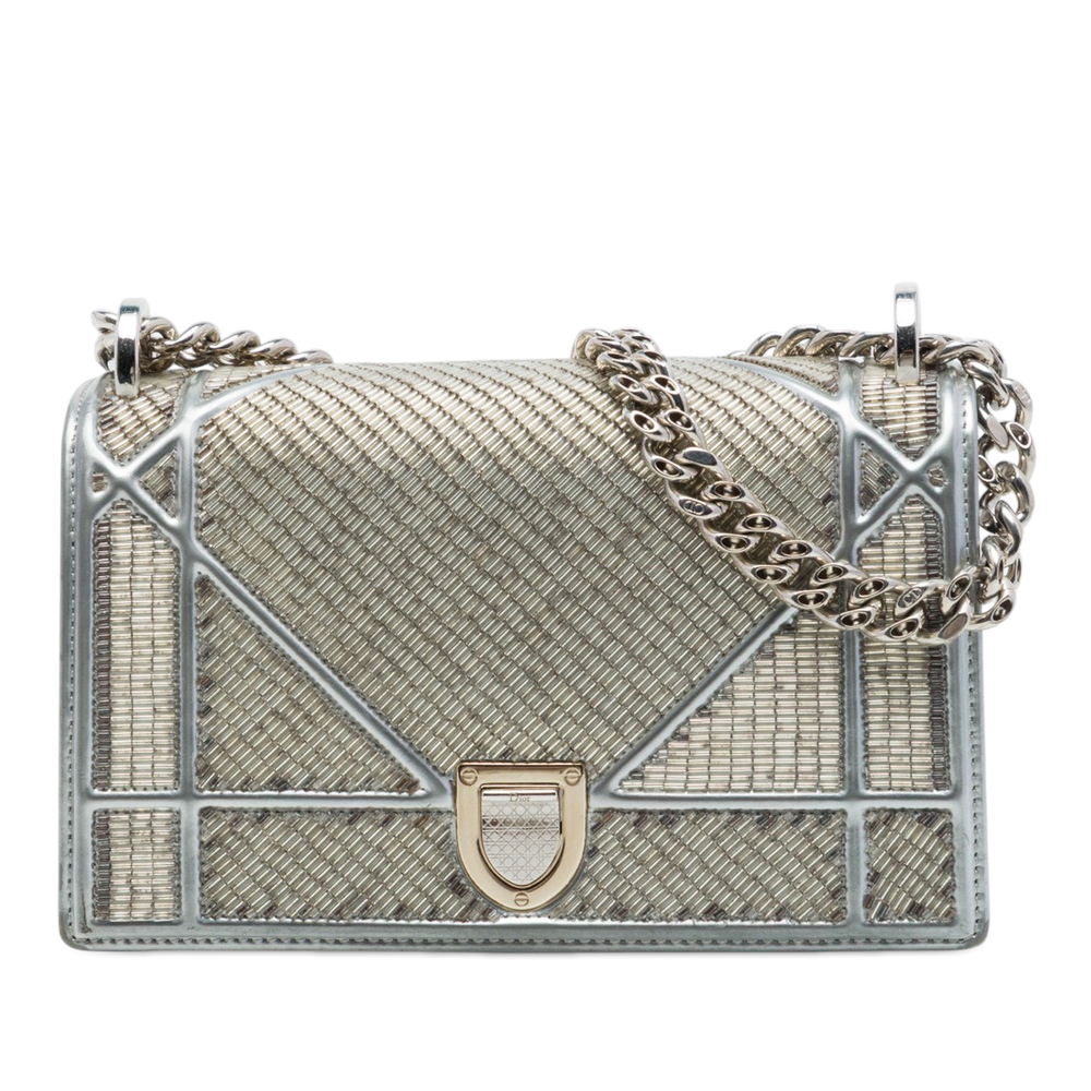 Pre-Loved Dior Small Calfskin Diorama Crystal Embellished Flap